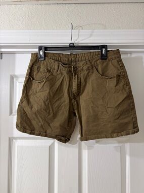 TIMOTEO Men’s Casual Olive Brown Rolled Hem Cotton Shorts
